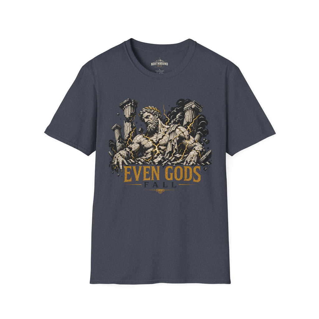 Graphic Tee — "Even Gods Fall" Statue Collapse T-Shirt