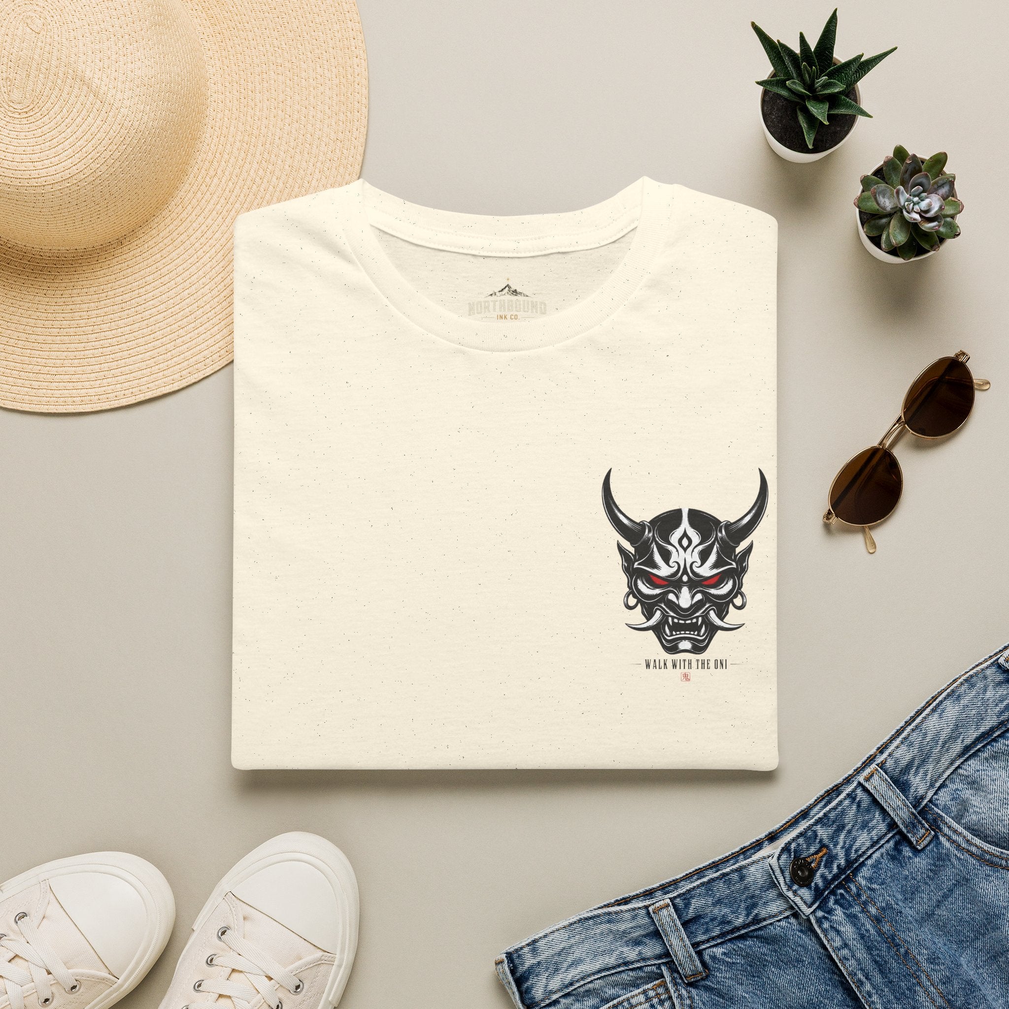 Oni Mask Graphic T‑Shirt — Japanese Demon Skull Tee