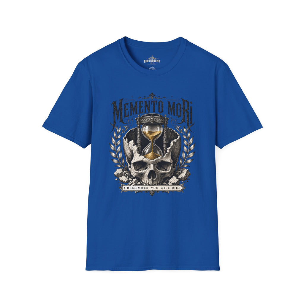Memento Mori T-Shirt — Vintage Hourglass & Skull Death Awareness Tee