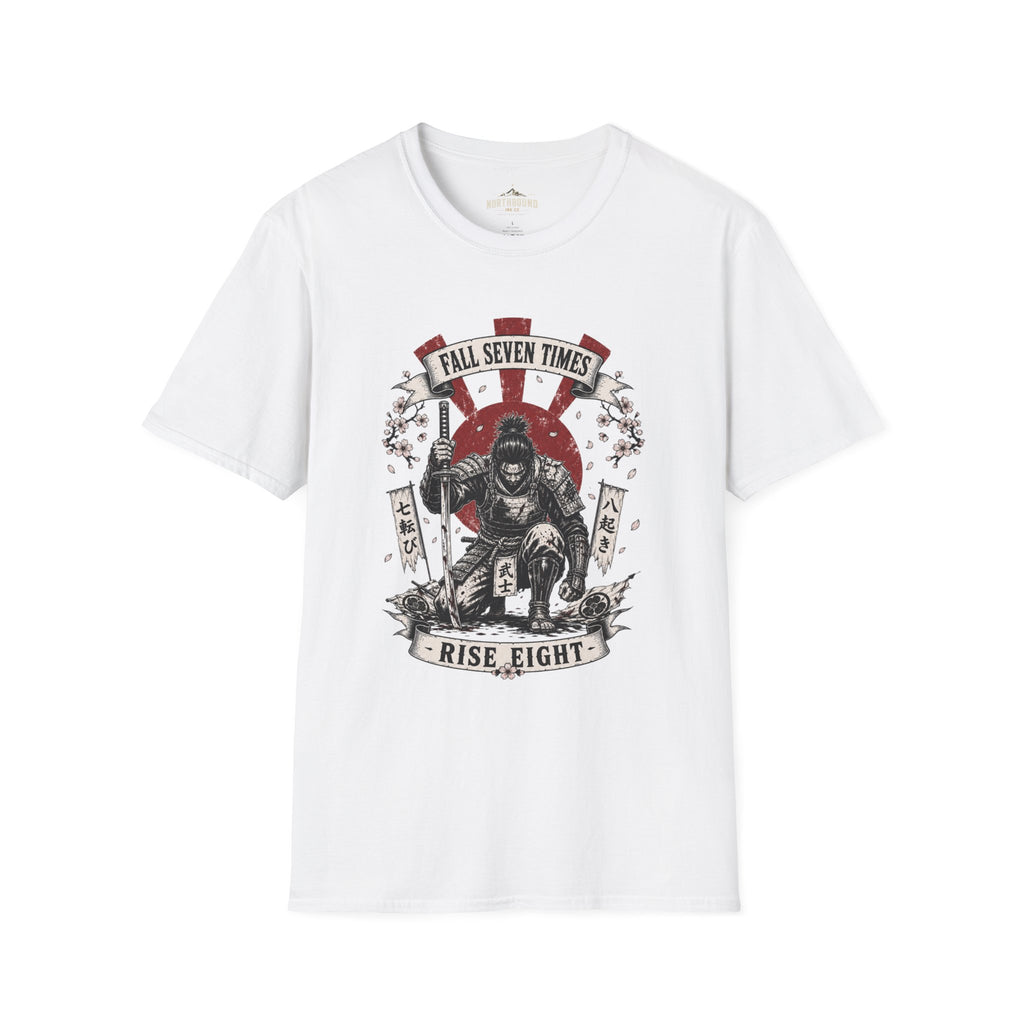 T-Shirt — “Fall Seven Times, Rise Eight” Samurai Graphic Tee