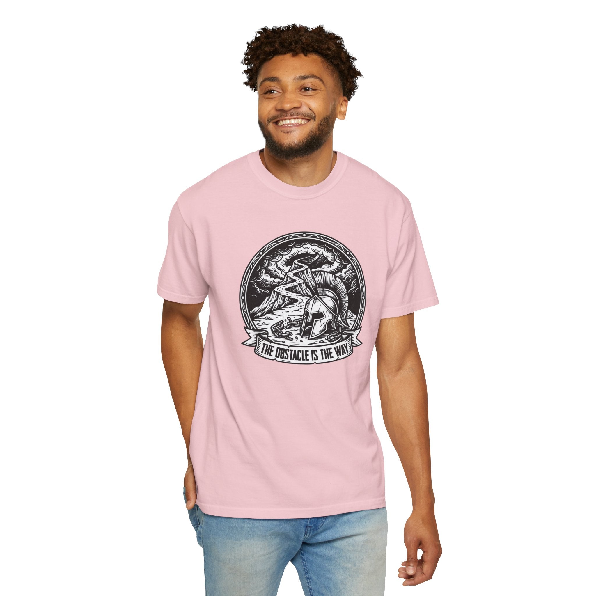 T-Shirt — 'The Obstacle Is The Way' Spartan Helmet Graphic Tee