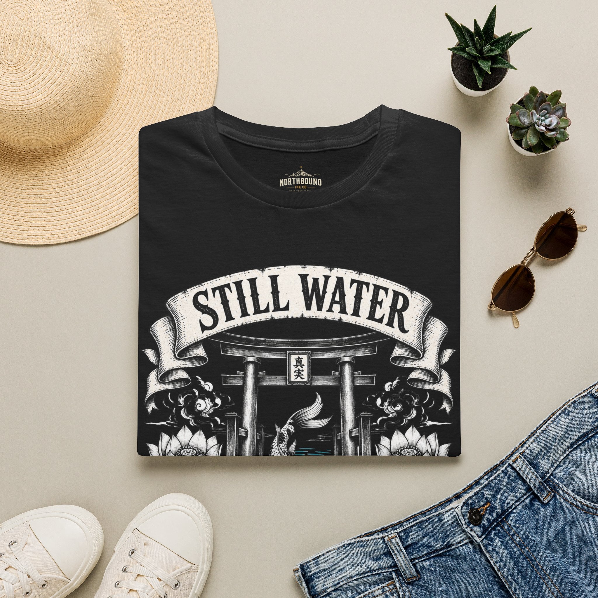 Still Water T-Shirt — Tranquil Koi & Torii Graphic Tee