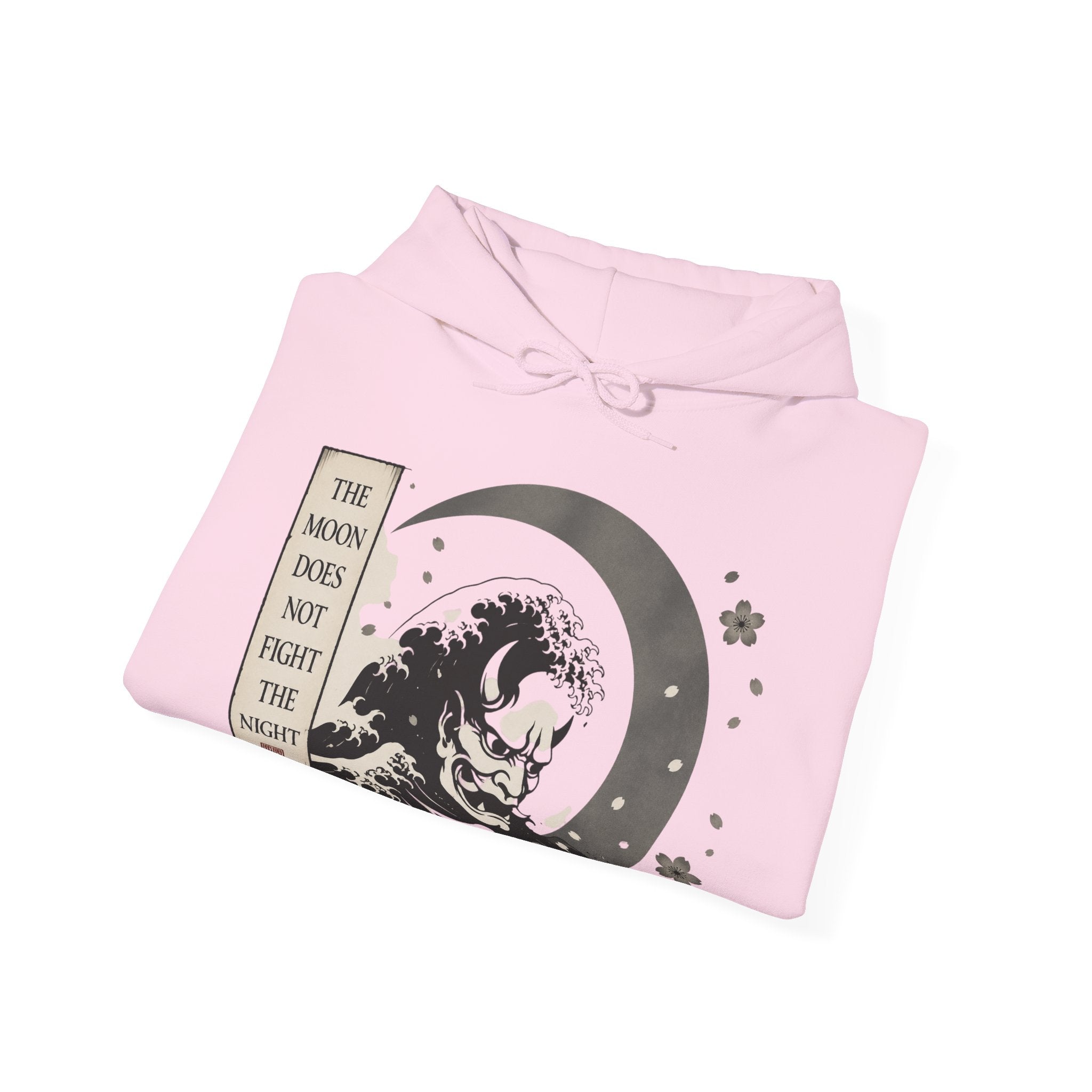 Moon Tide Wave Hoodie — "The Moon Does Not Fright the Night" Japanese Wave Graphic