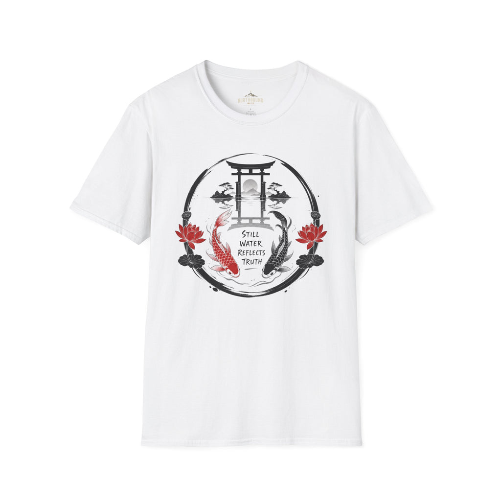 Zen Koi Torii T‑Shirt — "Still Water" Japanese Garden Graphic
