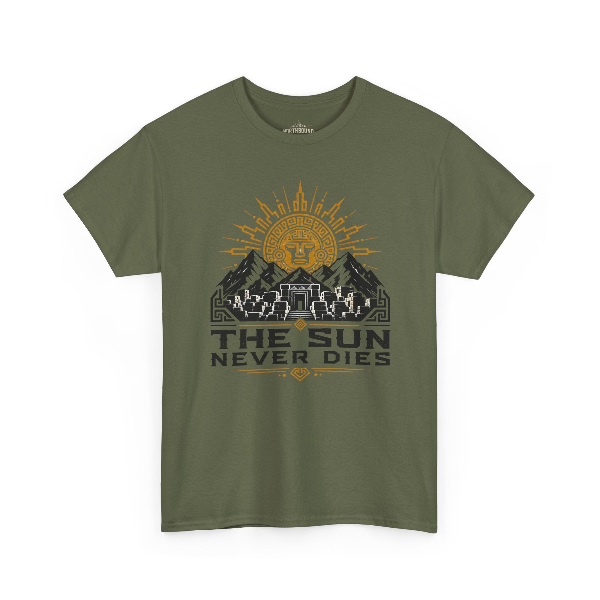 Sun Never Dies T-Shirt — Retro Mountain Adventure Tee