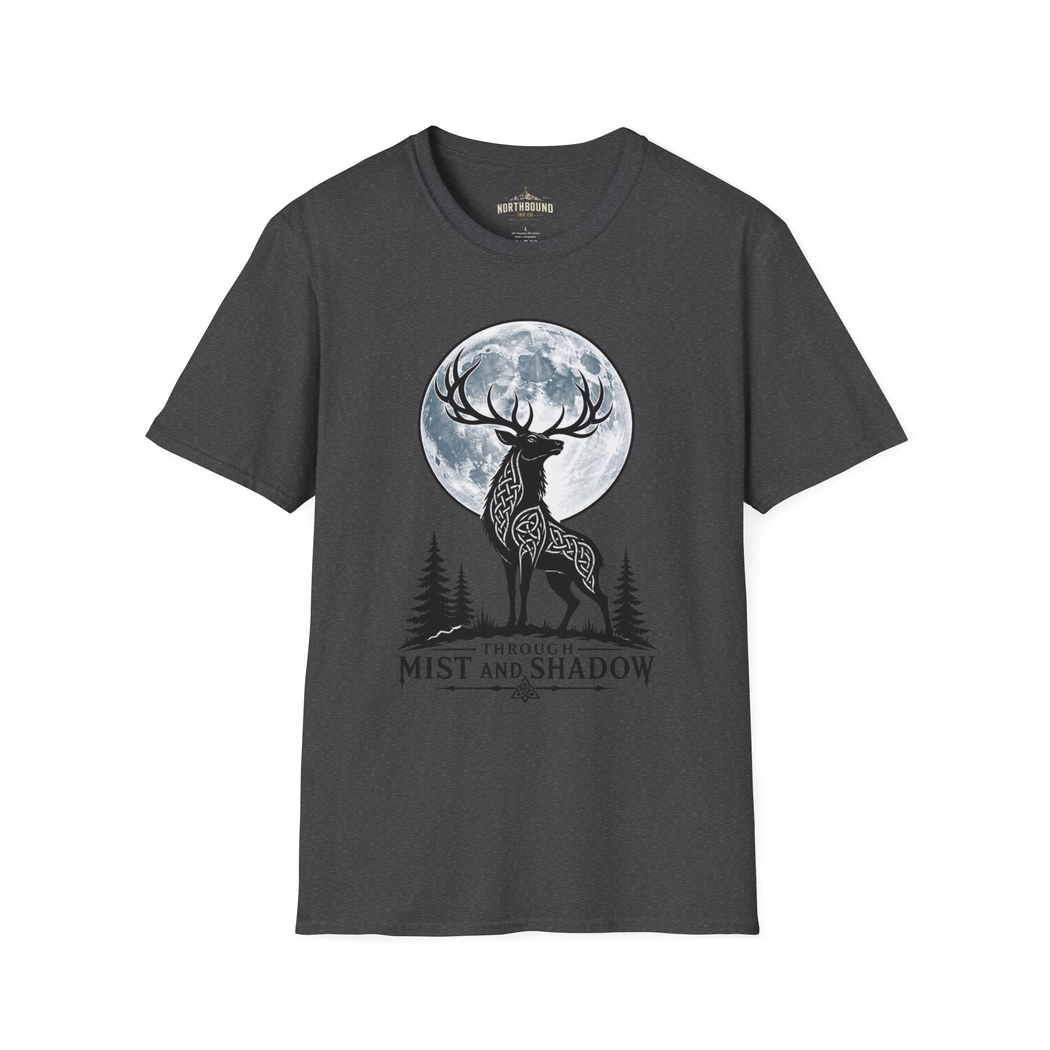 Deer Moon T‑Shirt — 'Mist and Shadow' Woodland Stag Graphic Tee