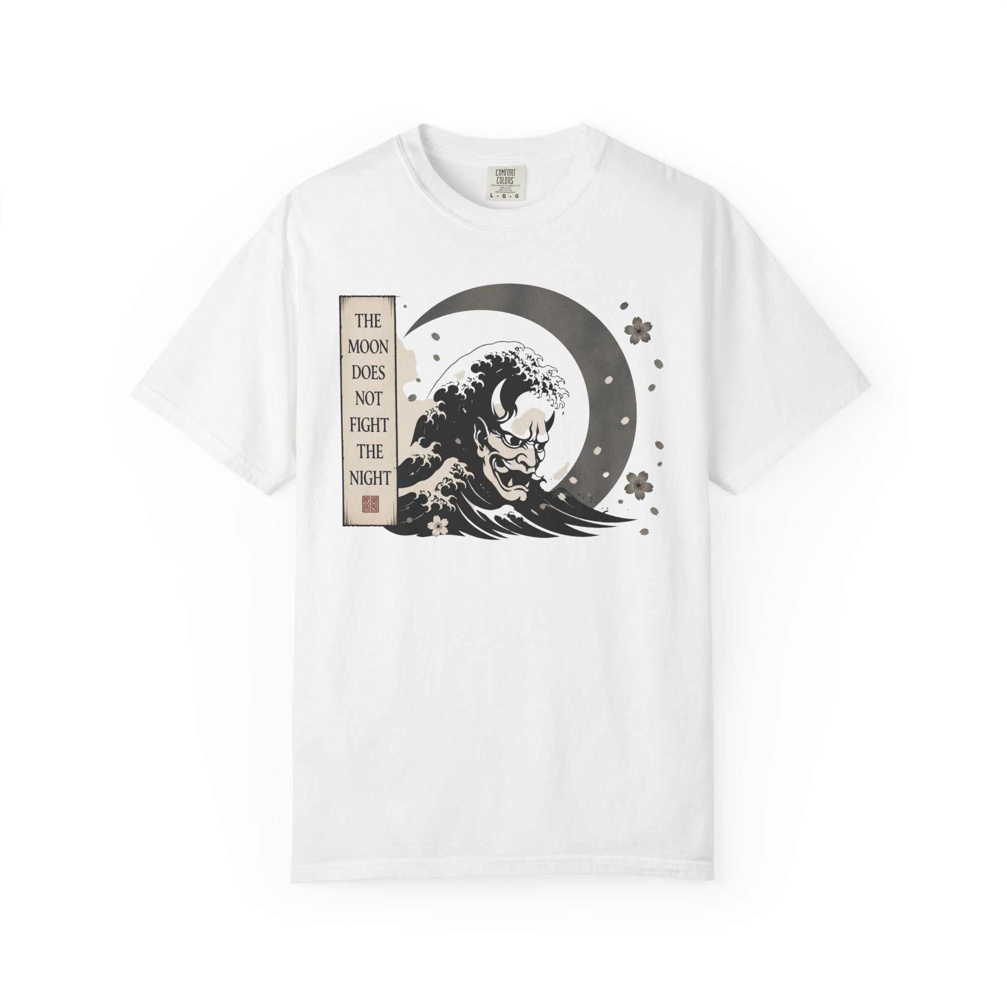 Moon Does Not Frighten the Night T-Shirt — Japanese Wave & Oni Moon Graphic Tee