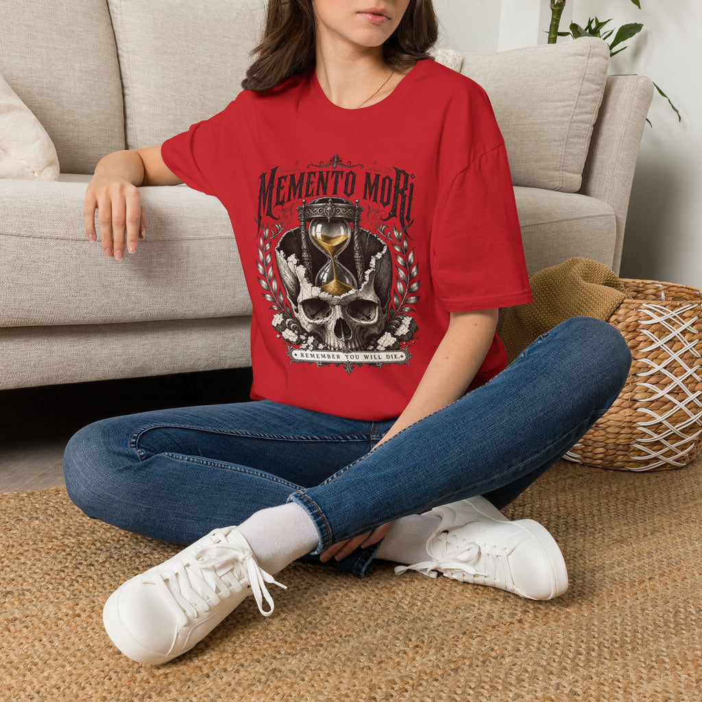 Memento Mori T-Shirt — Vintage Hourglass & Skull Death Awareness Tee