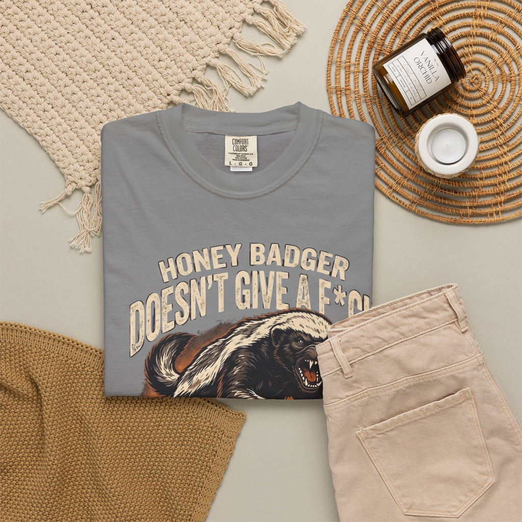Skunk Graphic T-Shirt — 'Honey Badger Doesn't Give a F—' Retro Vintage Tee