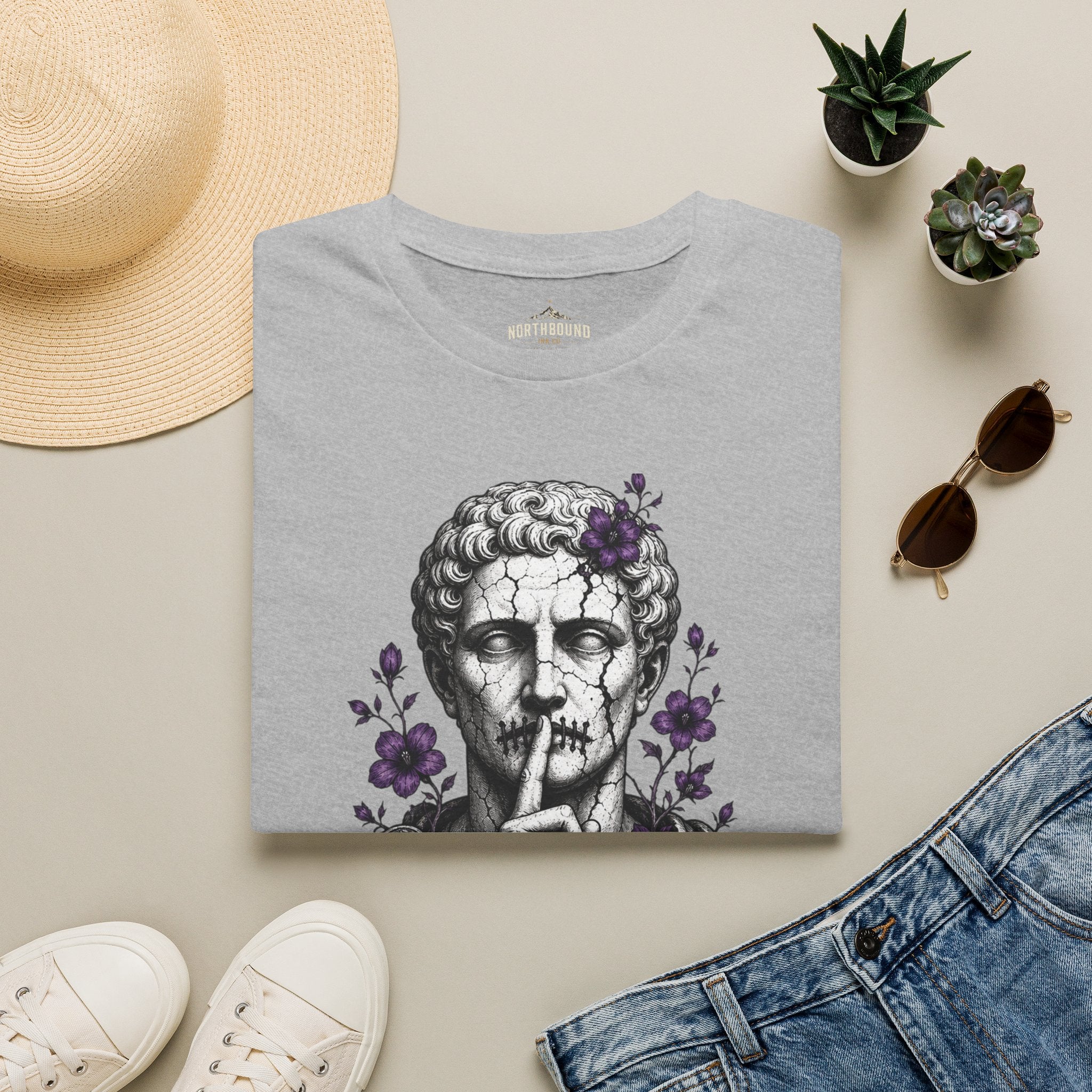 Statue 'Silence Is Opinion' T-Shirt — Gothic Floral Graphic Tee