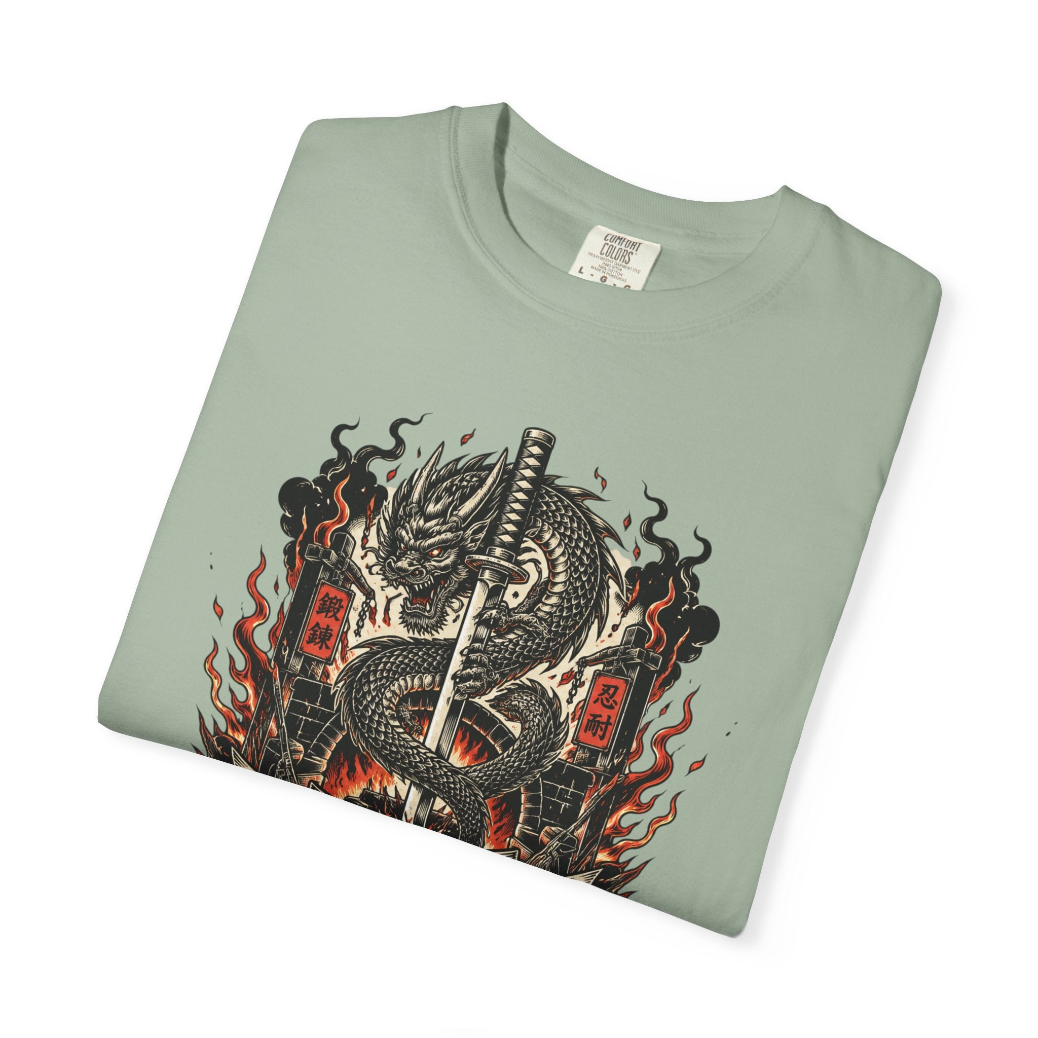 Sword & Flame Graphic T-Shirt — "A Sword Is Polished By Fire"