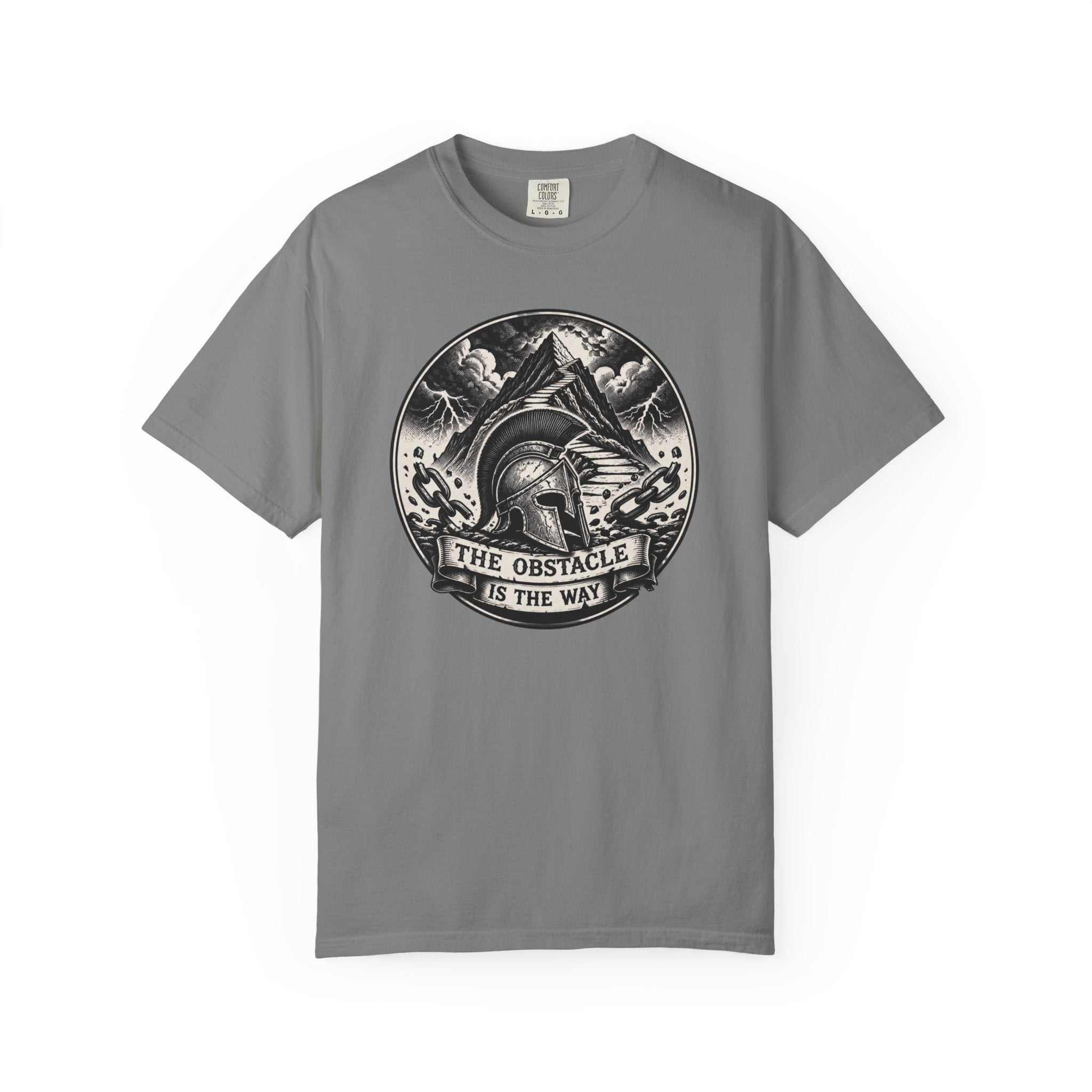 Spartan Helmet T‑Shirt — "The Obstacle Is The Way" Motivational Tee