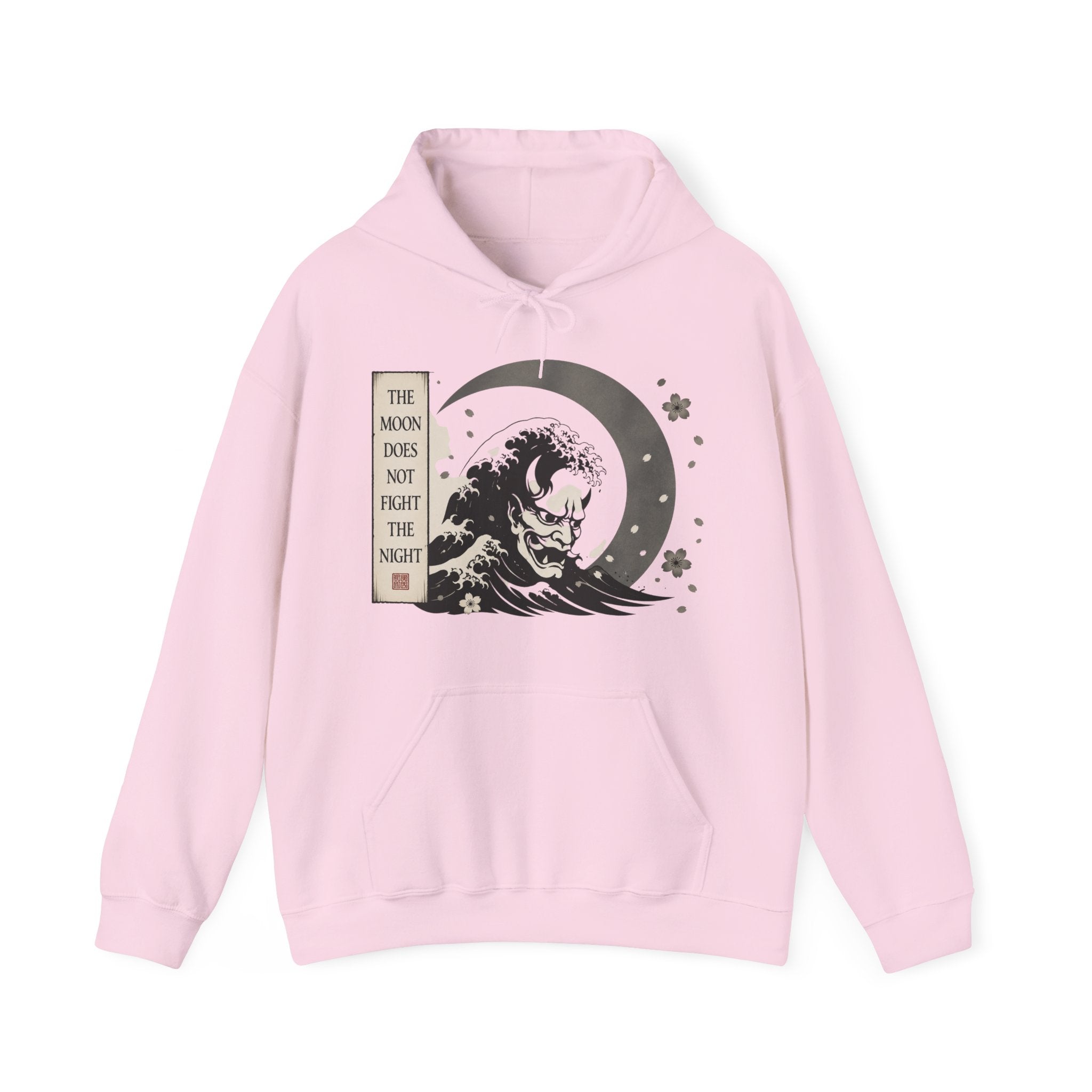 Moon Tide Wave Hoodie — "The Moon Does Not Fright the Night" Japanese Wave Graphic