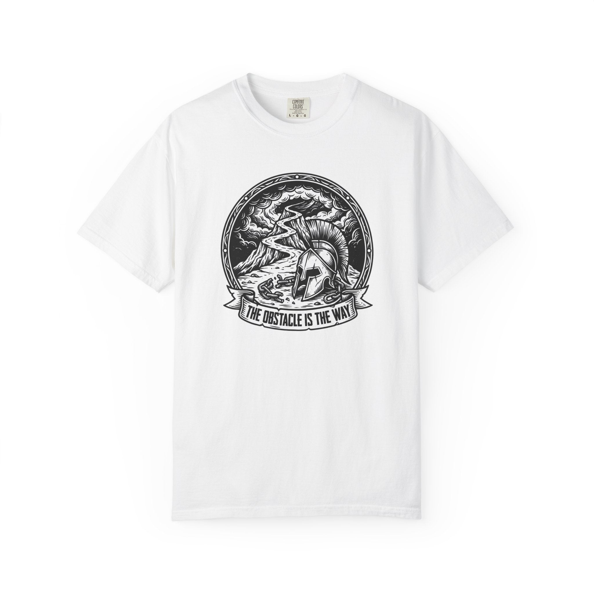 T-Shirt — 'The Obstacle Is The Way' Spartan Helmet Graphic Tee