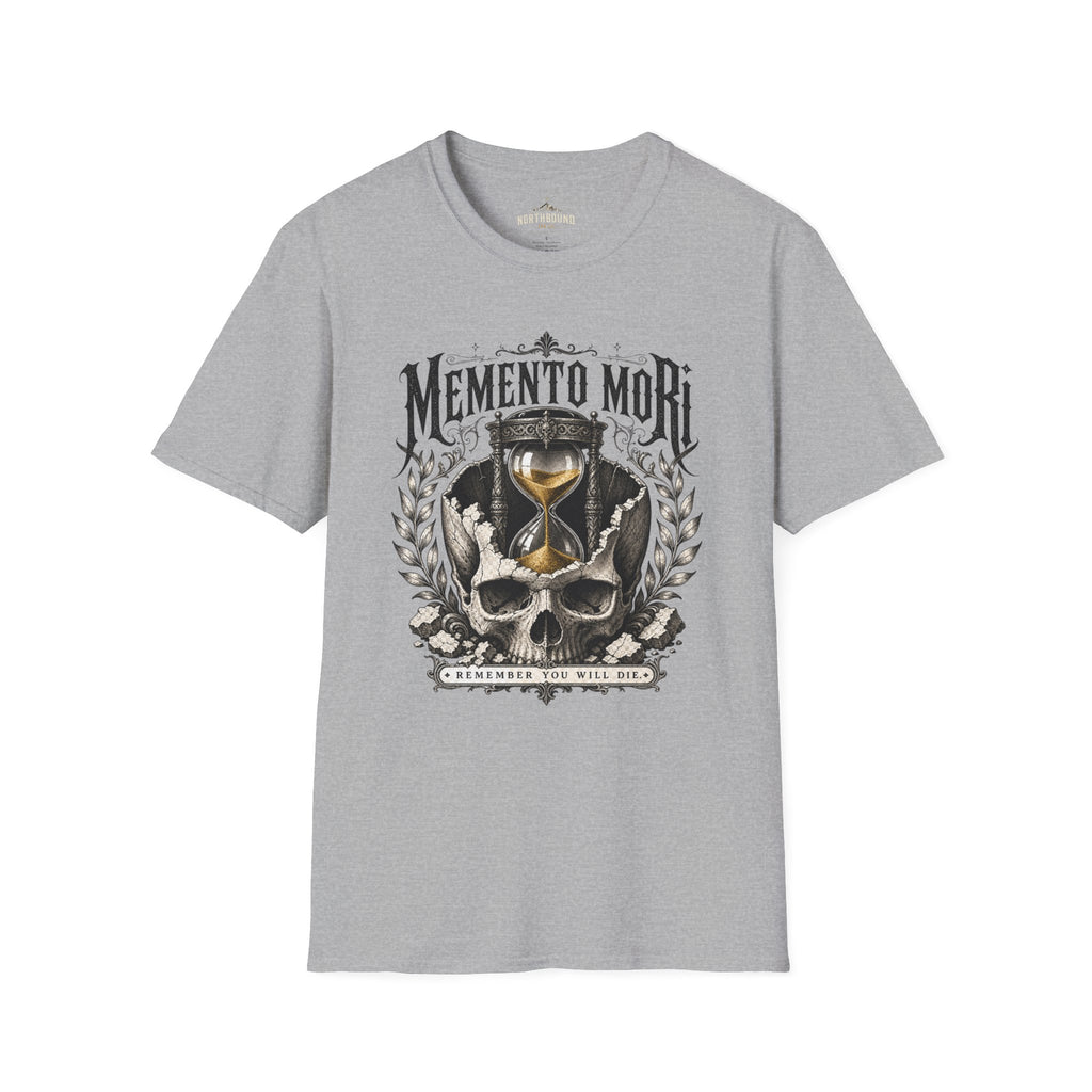 Memento Mori T-Shirt — Vintage Hourglass & Skull Death Awareness Tee