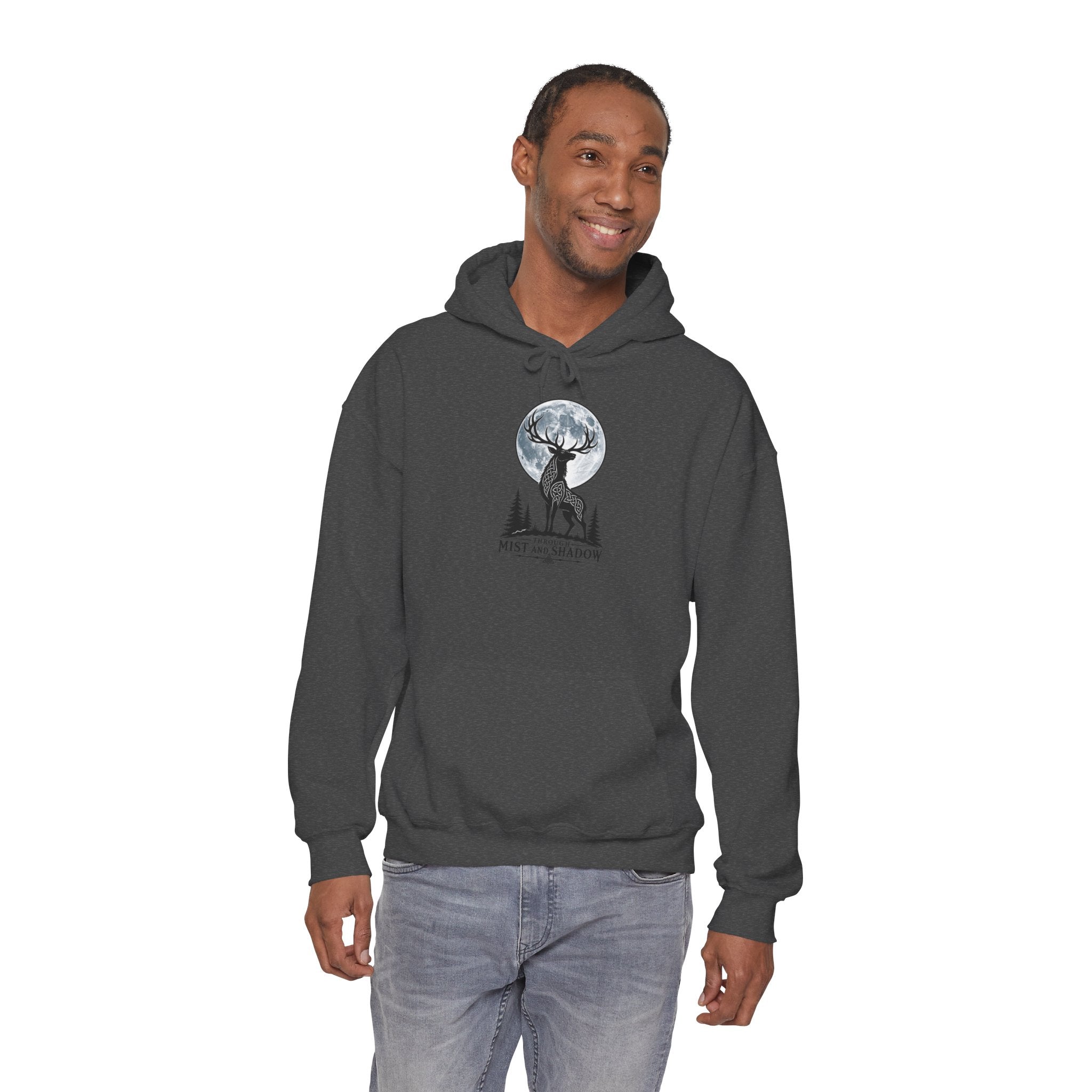 Hoodie – 'Mist and Shadow' Elk Moon Graphic Hooded Sweatshirt
