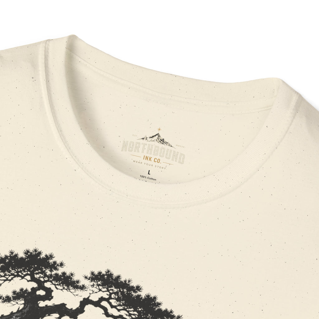 Meditation Zen T-Shirt — 'Silence Is Great Strength' Minimal Bonsai Buddha Tee