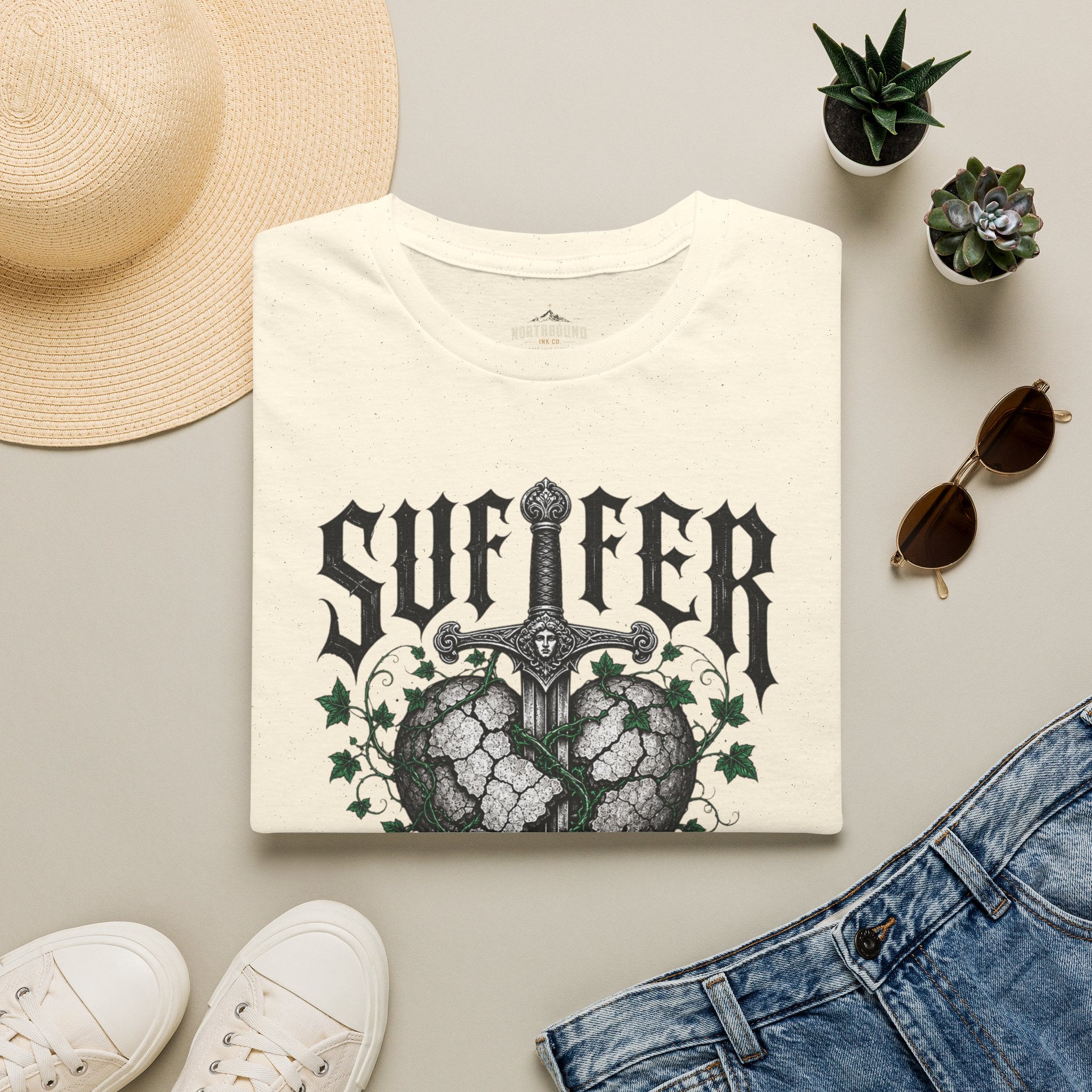 Suffer Well T-Shirt — Gothic Heart Sword Graphic Tee