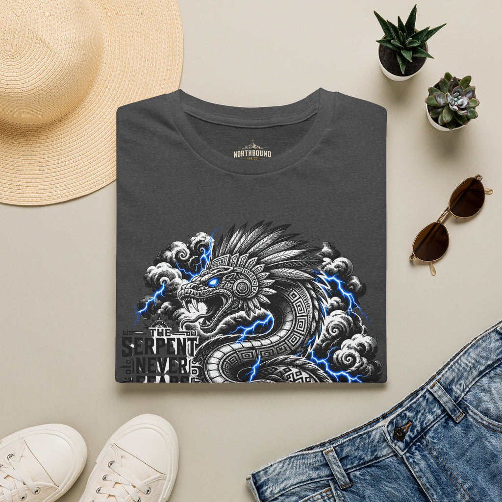 Aztec Serpent T-Shirt — “The Serpent Never Fears the Storm” Graphic Tee