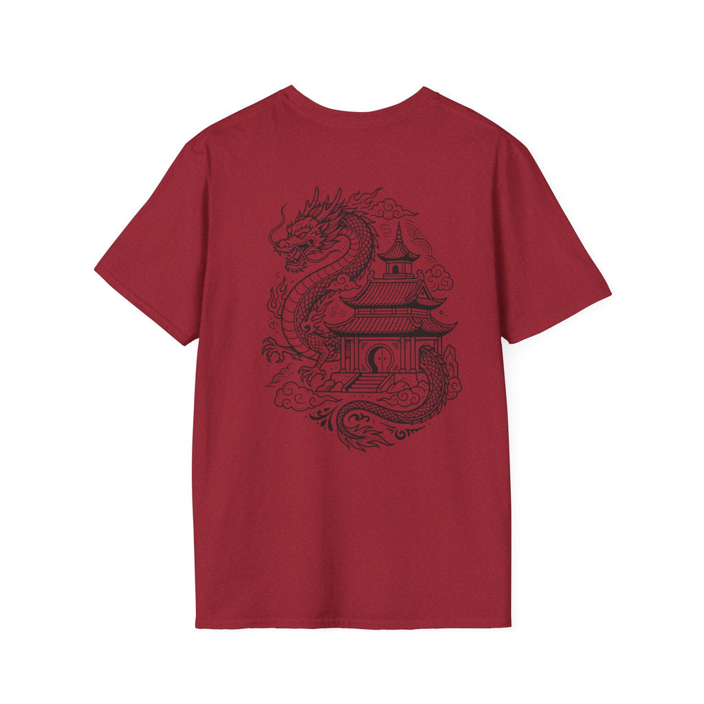 Dragon Crest Pocket T-Shirt — Small Intricate Dragon Chest Graphic