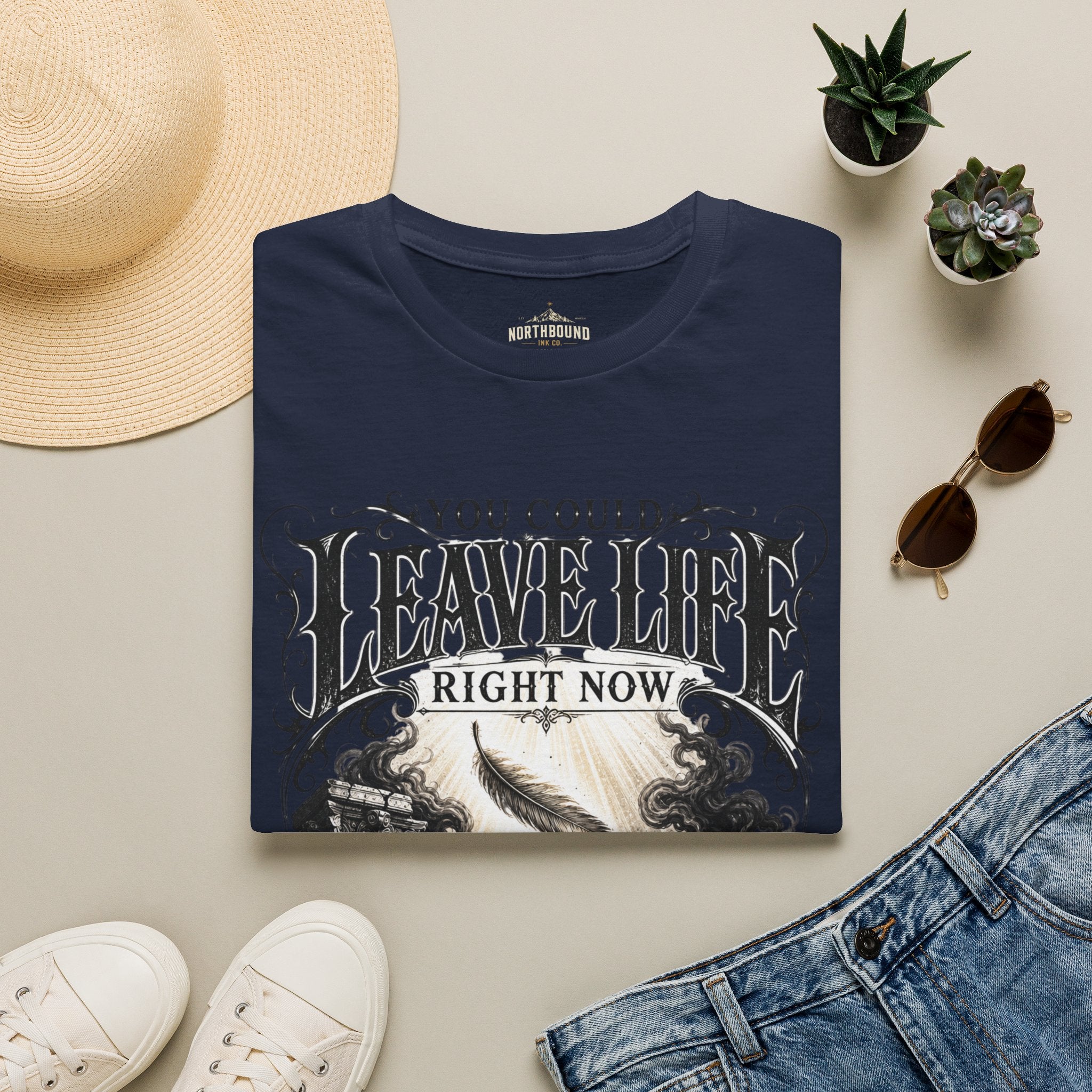 T-Shirt — "You Could Leave Life Right Now" Gothic Skull Graphic