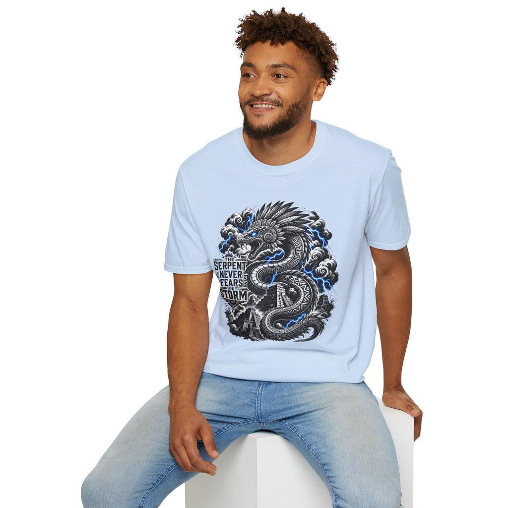 Aztec Serpent T-Shirt — “The Serpent Never Fears the Storm” Graphic Tee