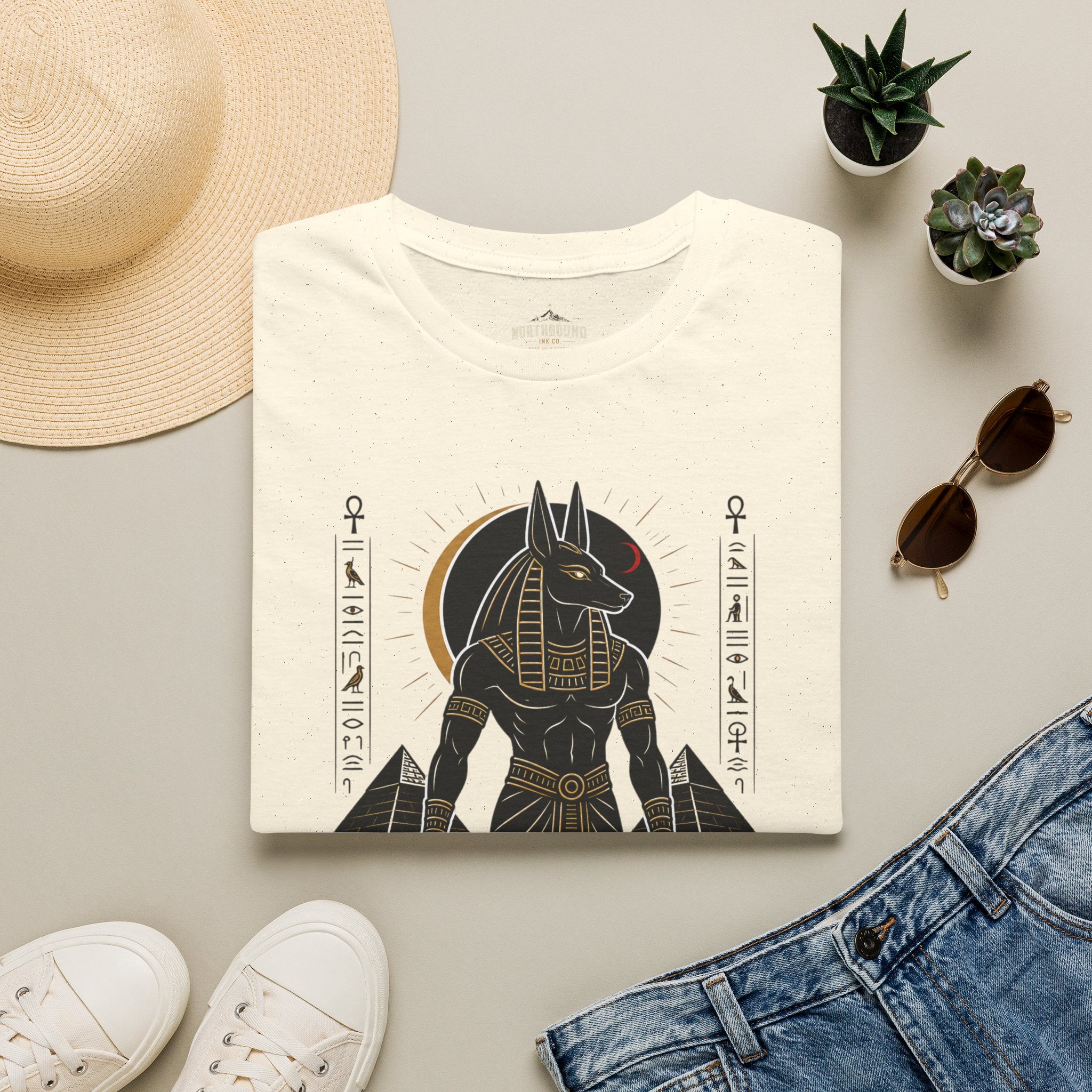 Anubis 'Walk With Gods' T-Shirt — Egyptian Mythology Graphic Tee