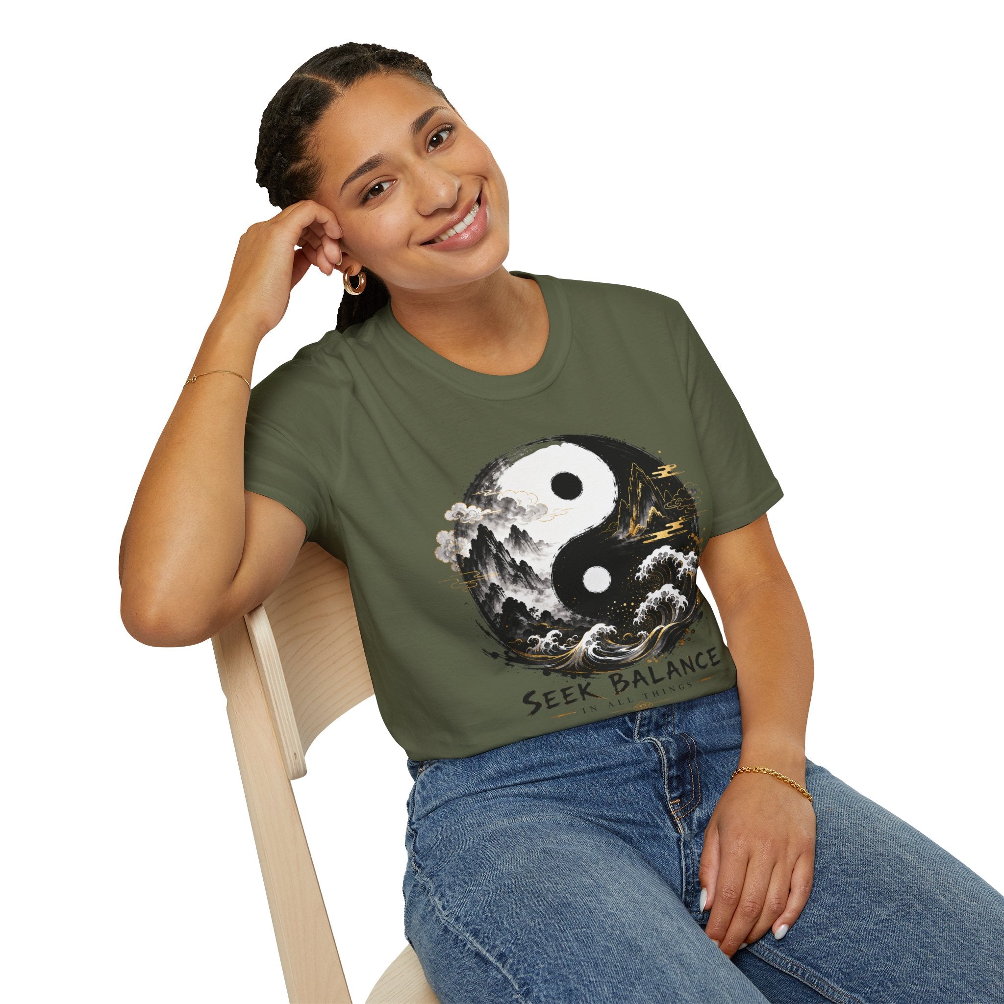 Yin Yang 'Seek Balance' Graphic T-Shirt