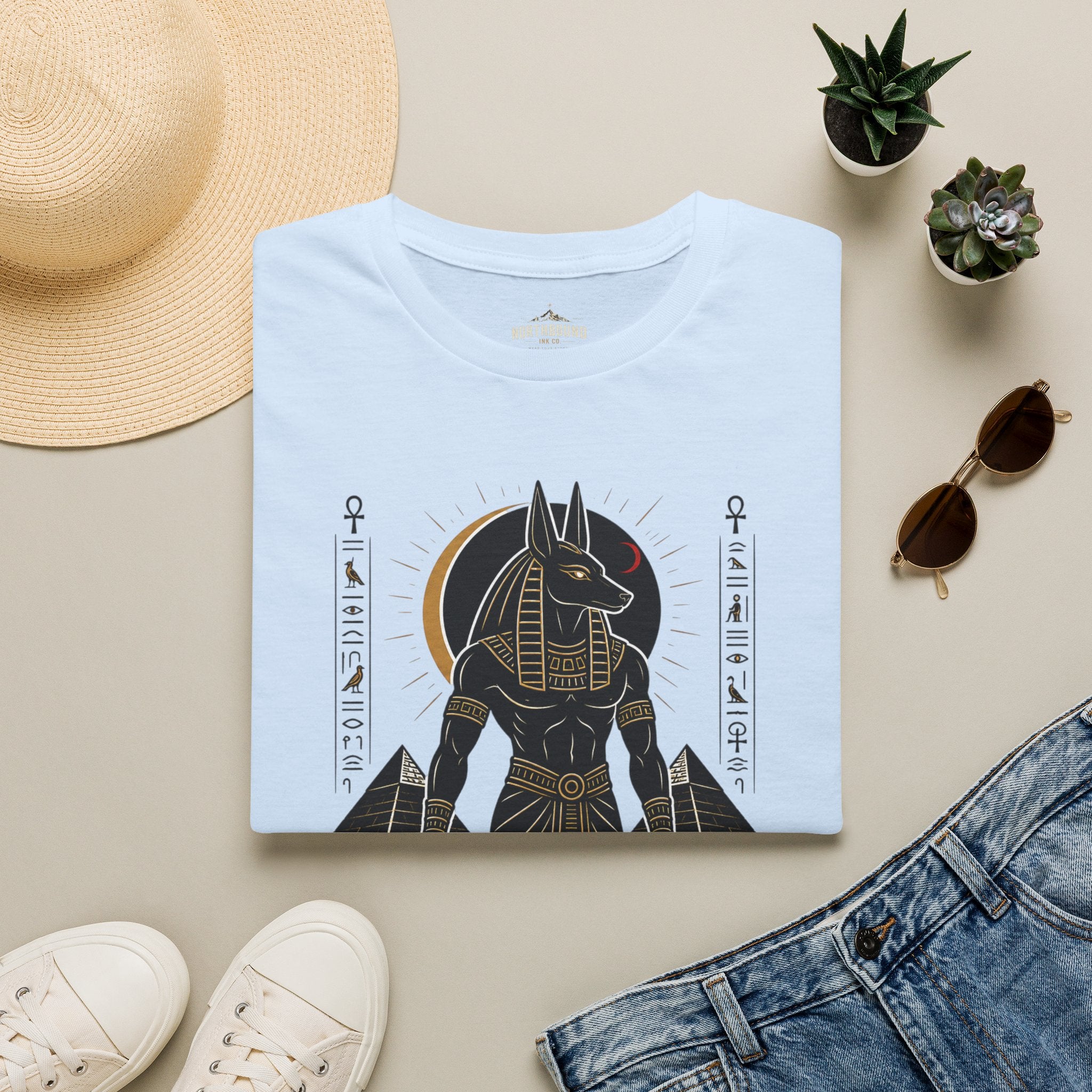 Anubis 'Walk With Gods' T-Shirt — Egyptian Mythology Graphic Tee