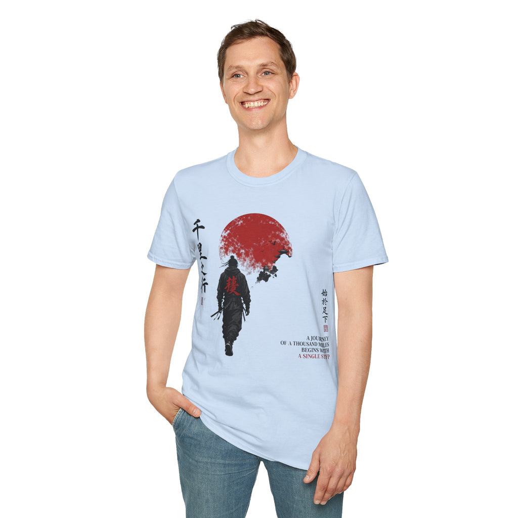 Samurai Walk T-Shirt — Red Sun Japanese Warrior Graphic