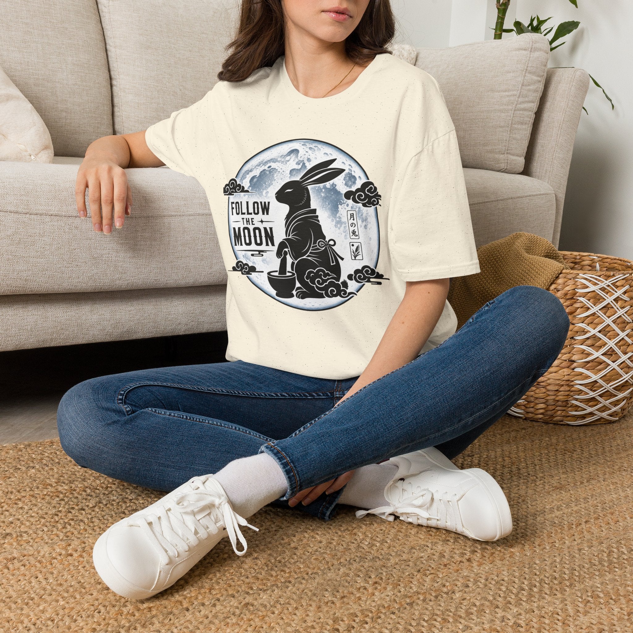 Follow the Moon Rabbit T-Shirt — Lunar Bunny Graphic Tee