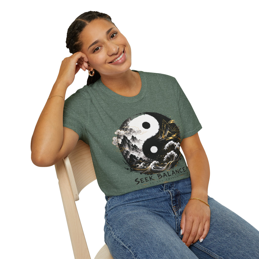 Yin Yang 'Seek Balance' Graphic T-Shirt