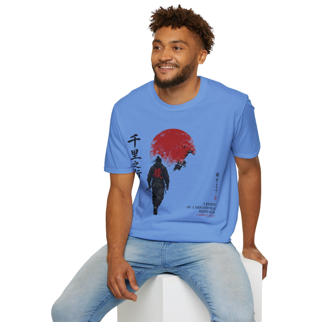 Samurai Walk T-Shirt — Red Sun Japanese Warrior Graphic