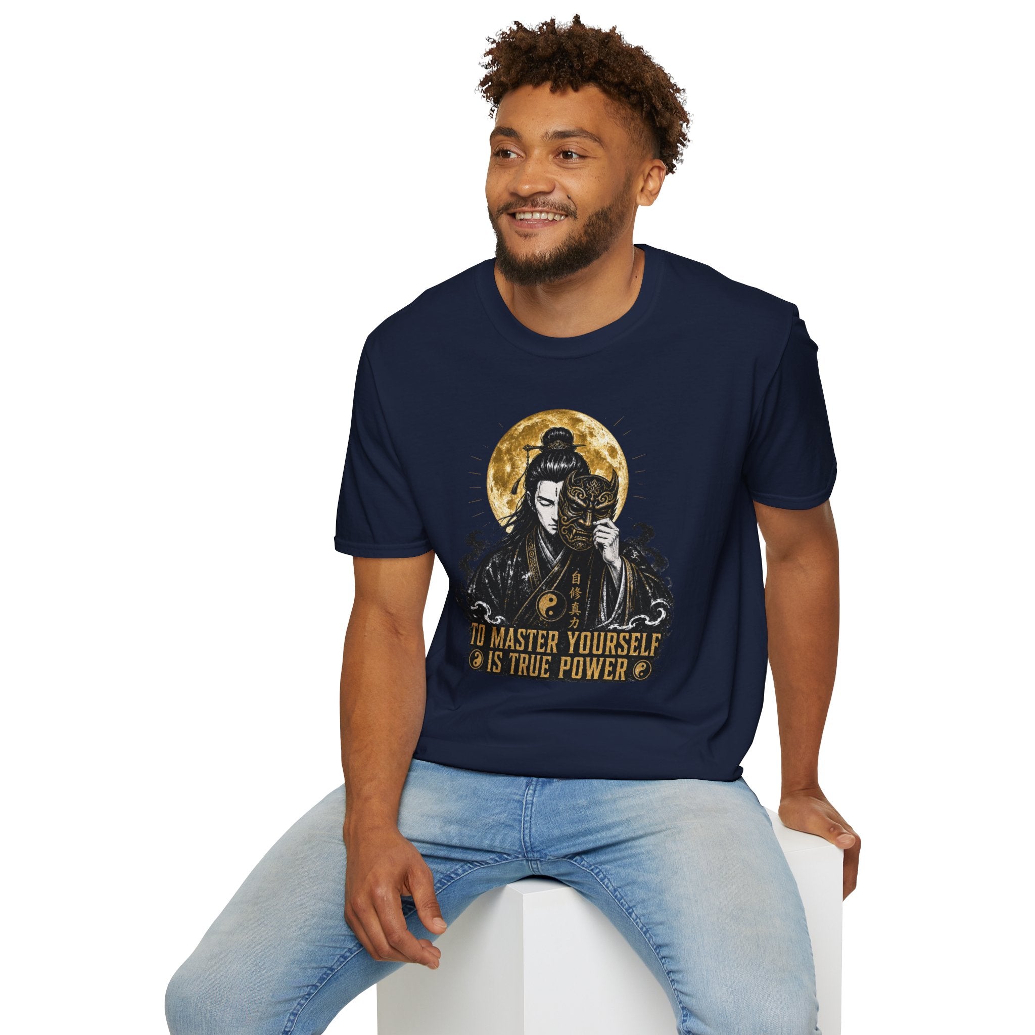 Samurai Mask T-Shirt – "To Master Yourself Is True Power" Graphic Tee
