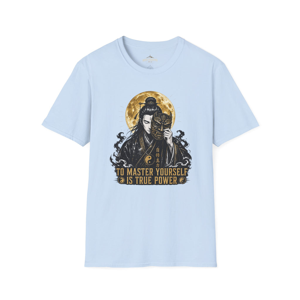 Samurai Mask T-Shirt – "To Master Yourself Is True Power" Graphic Tee