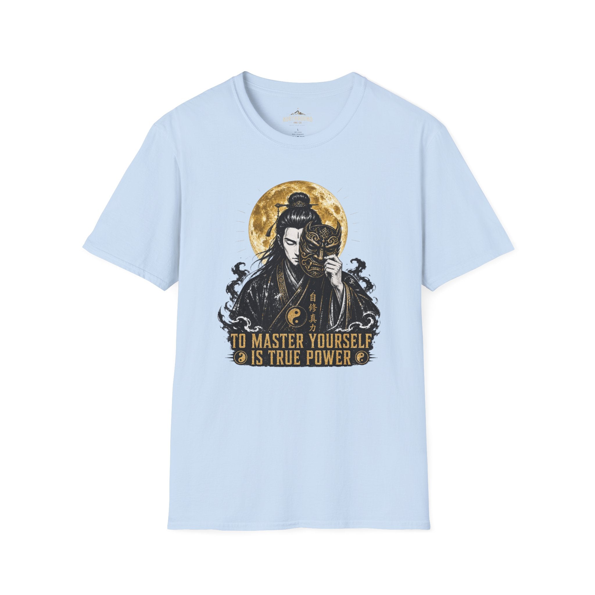 Samurai Mask T-Shirt – "To Master Yourself Is True Power" Graphic Tee