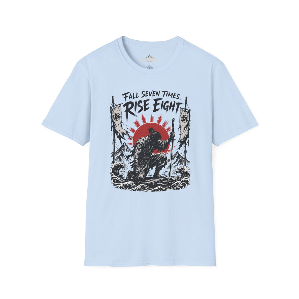 Rise Eight T-Shirt — Fall Seven Times Inspirational Samurai Graphic Tee
