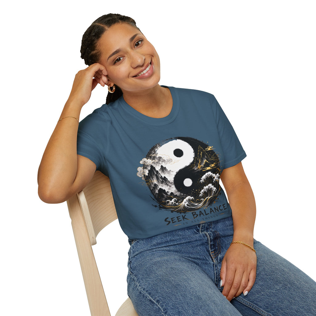 Yin Yang 'Seek Balance' Graphic T-Shirt