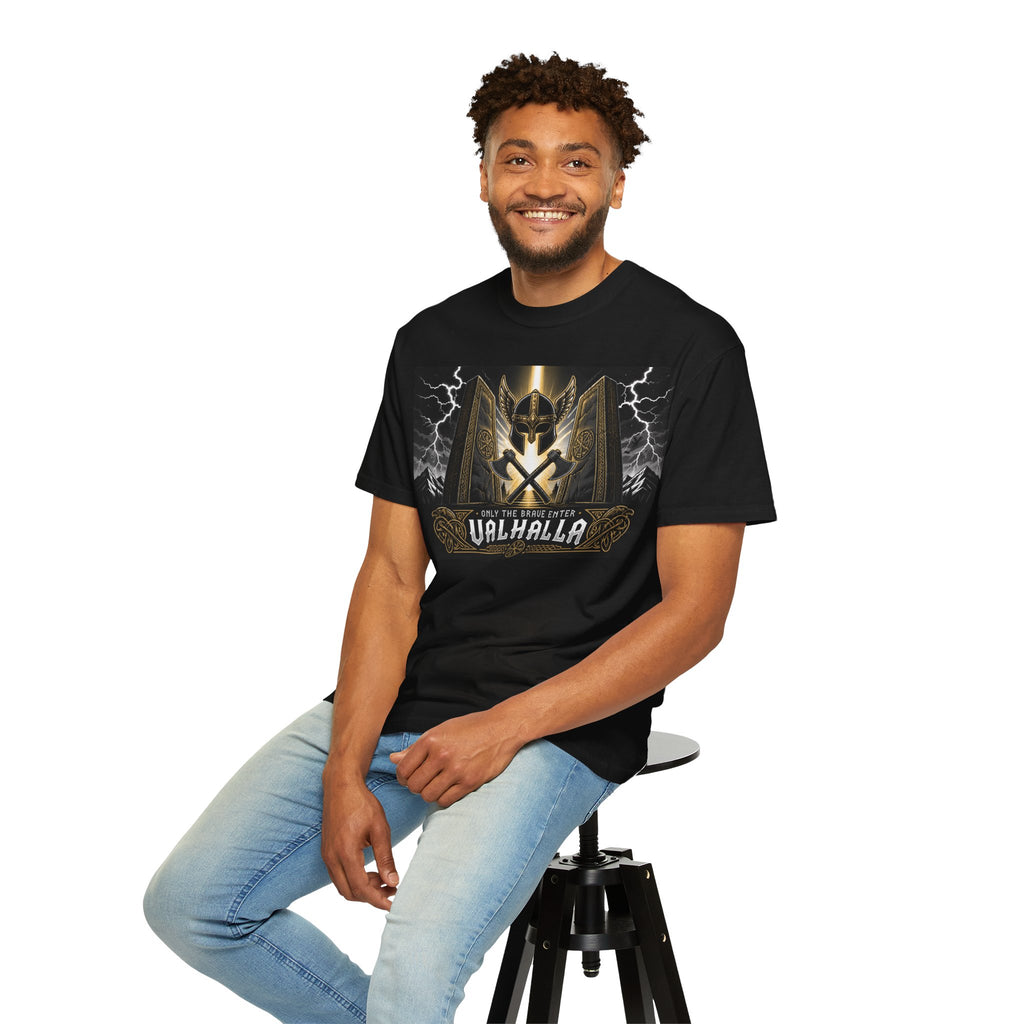 Valhalla Shield T-Shirt — Viking Warrior Norse Mythology Tee