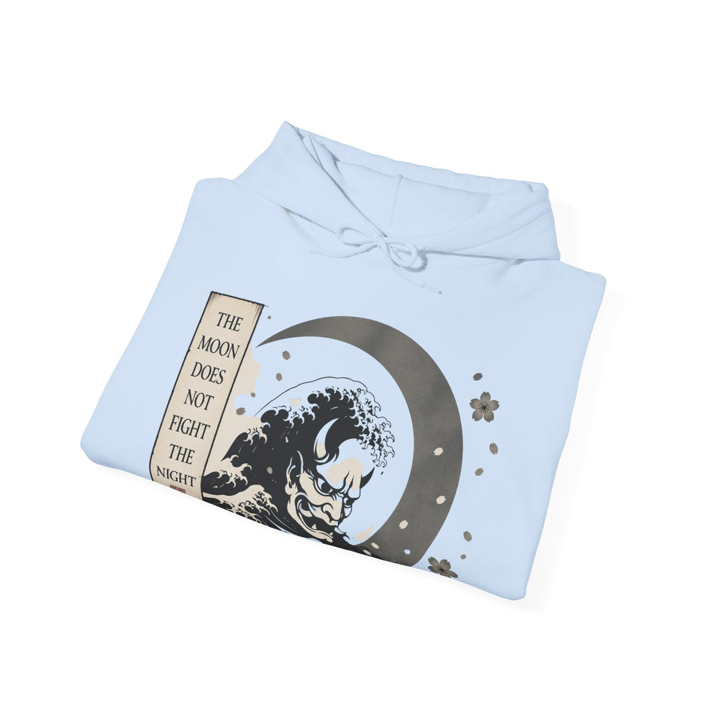 Moon Tide Wave Hoodie — "The Moon Does Not Fright the Night" Japanese Wave Graphic