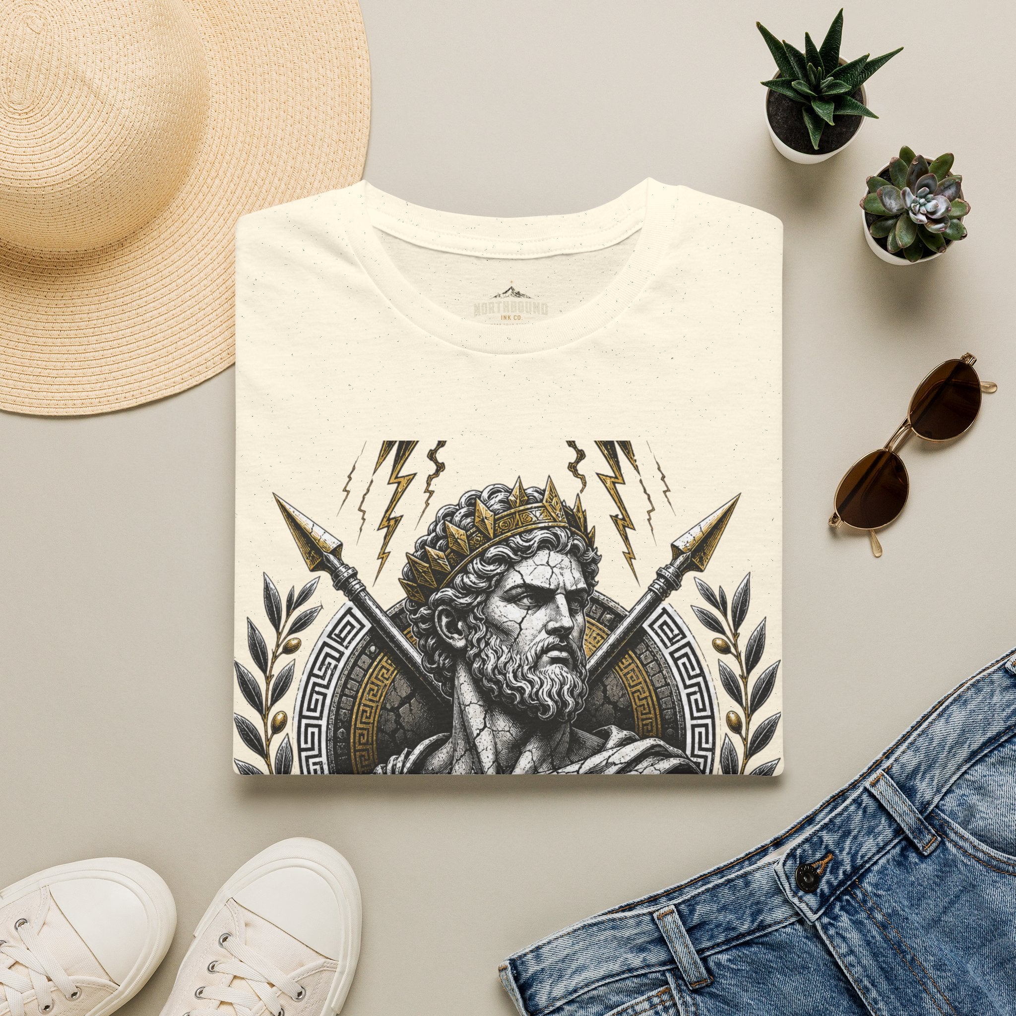 Zeus Lightning T-Shirt — 'Fortune Favors the Bold' Greek God Graphic Tee