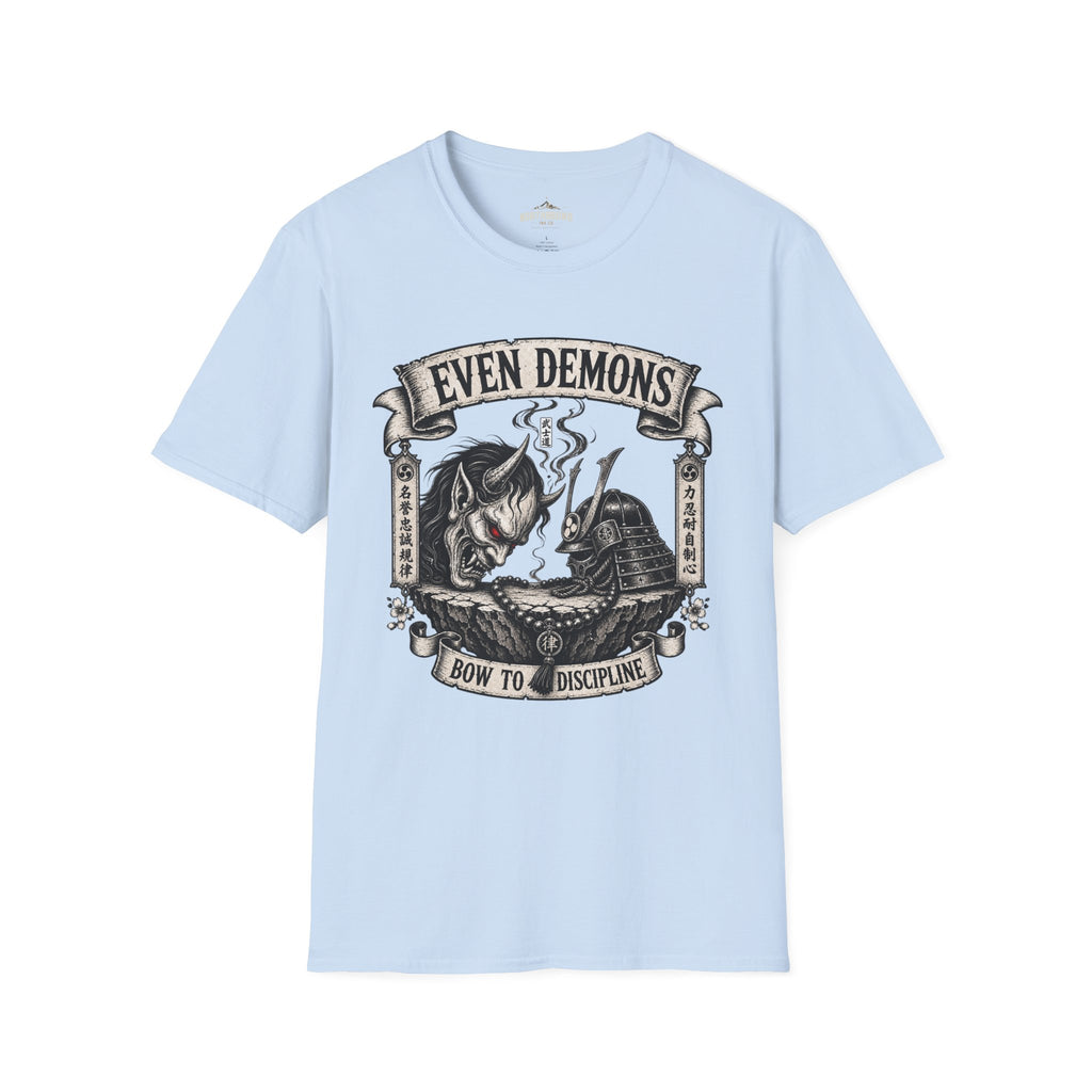 Even Demons T-Shirt — Gothic Samurai Cat Graphic Tee