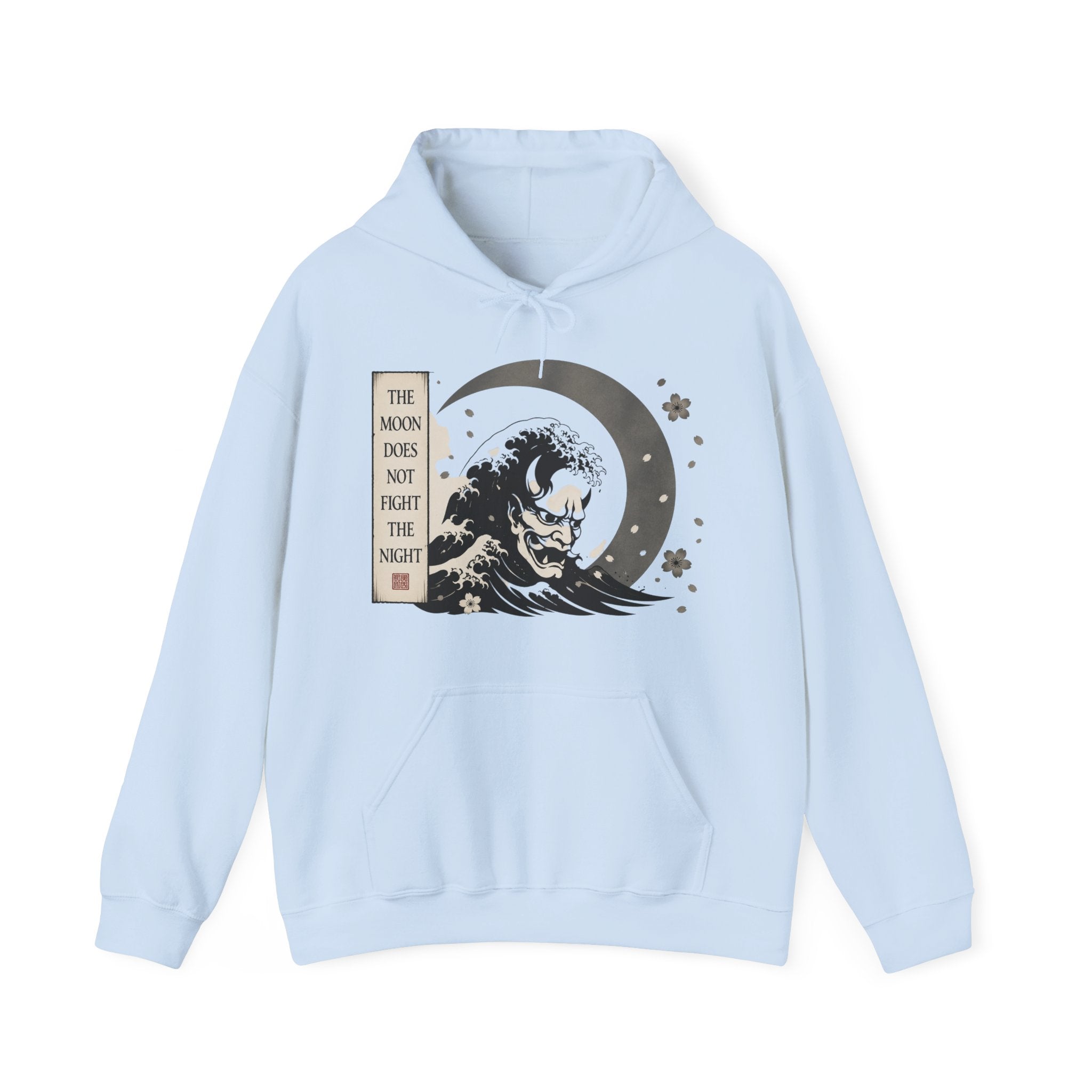 Moon Tide Wave Hoodie — "The Moon Does Not Fright the Night" Japanese Wave Graphic