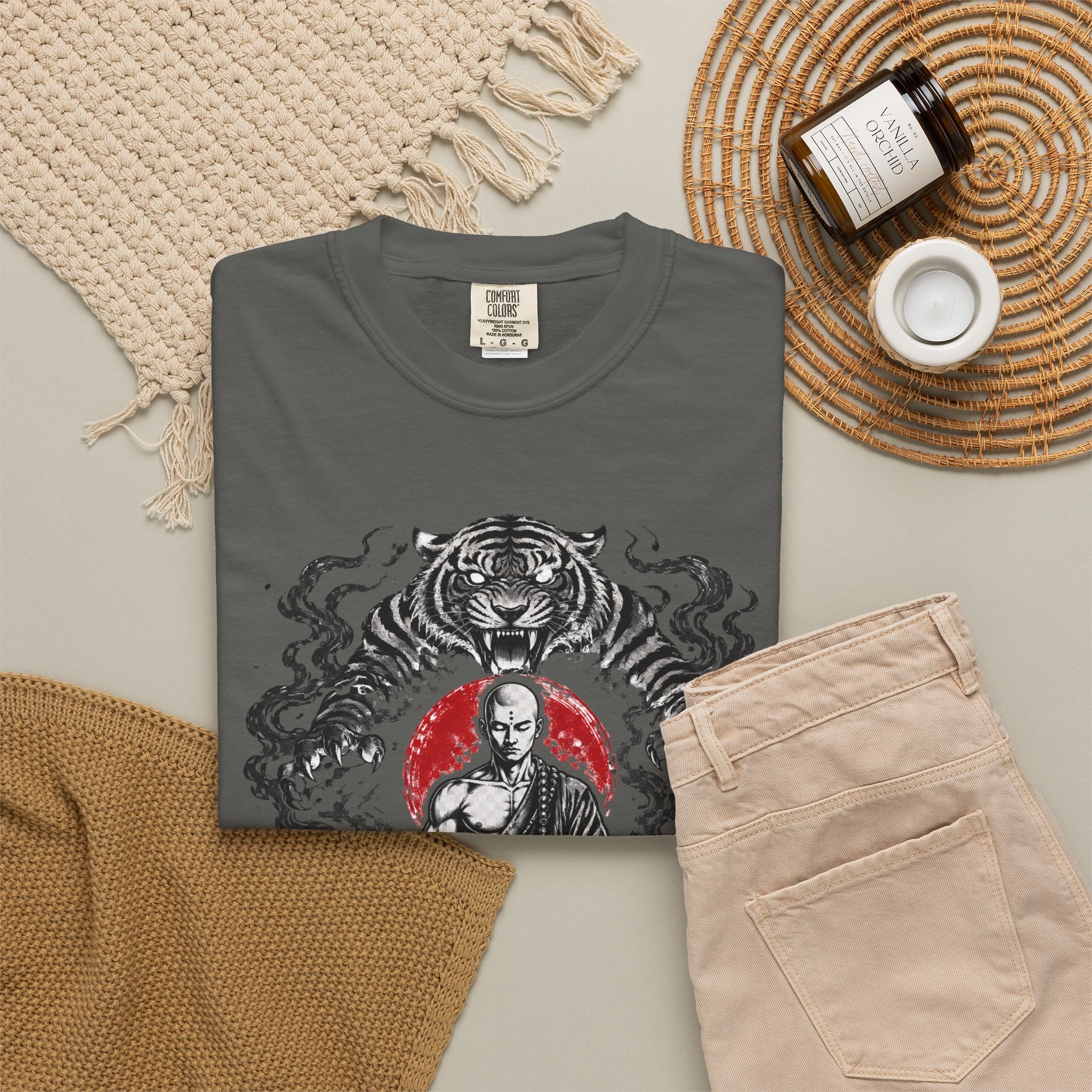 Meditation Tiger T-Shirt — "He Who Masters Himself is Strong" Zen Graphic Tee
