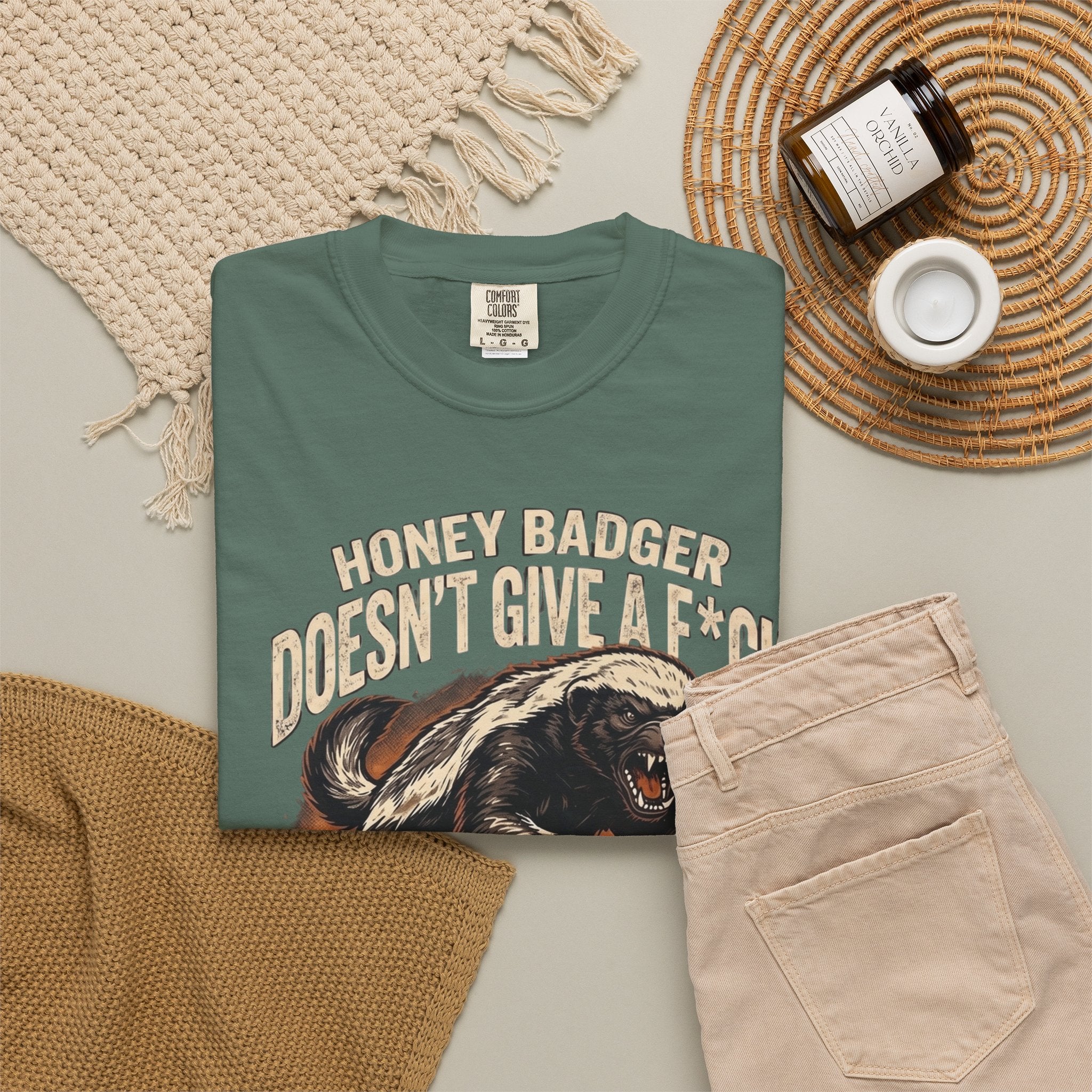 Skunk Graphic T-Shirt — 'Honey Badger Doesn't Give a F—' Retro Vintage Tee