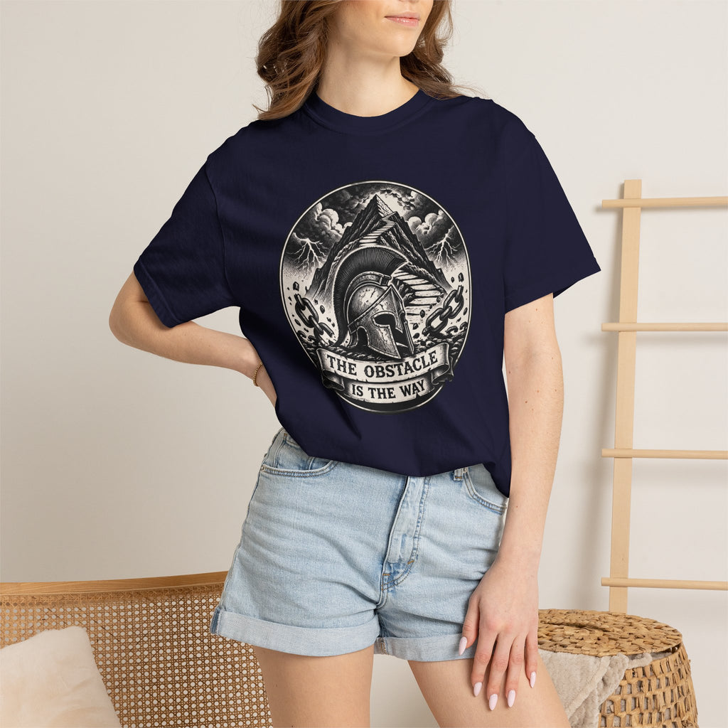 Spartan Helmet T‑Shirt — "The Obstacle Is The Way" Motivational Tee