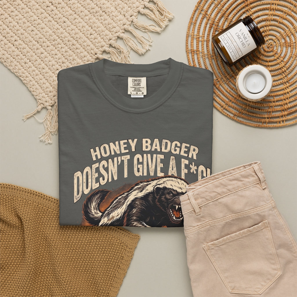 Skunk Graphic T-Shirt — 'Honey Badger Doesn't Give a F—' Retro Vintage Tee