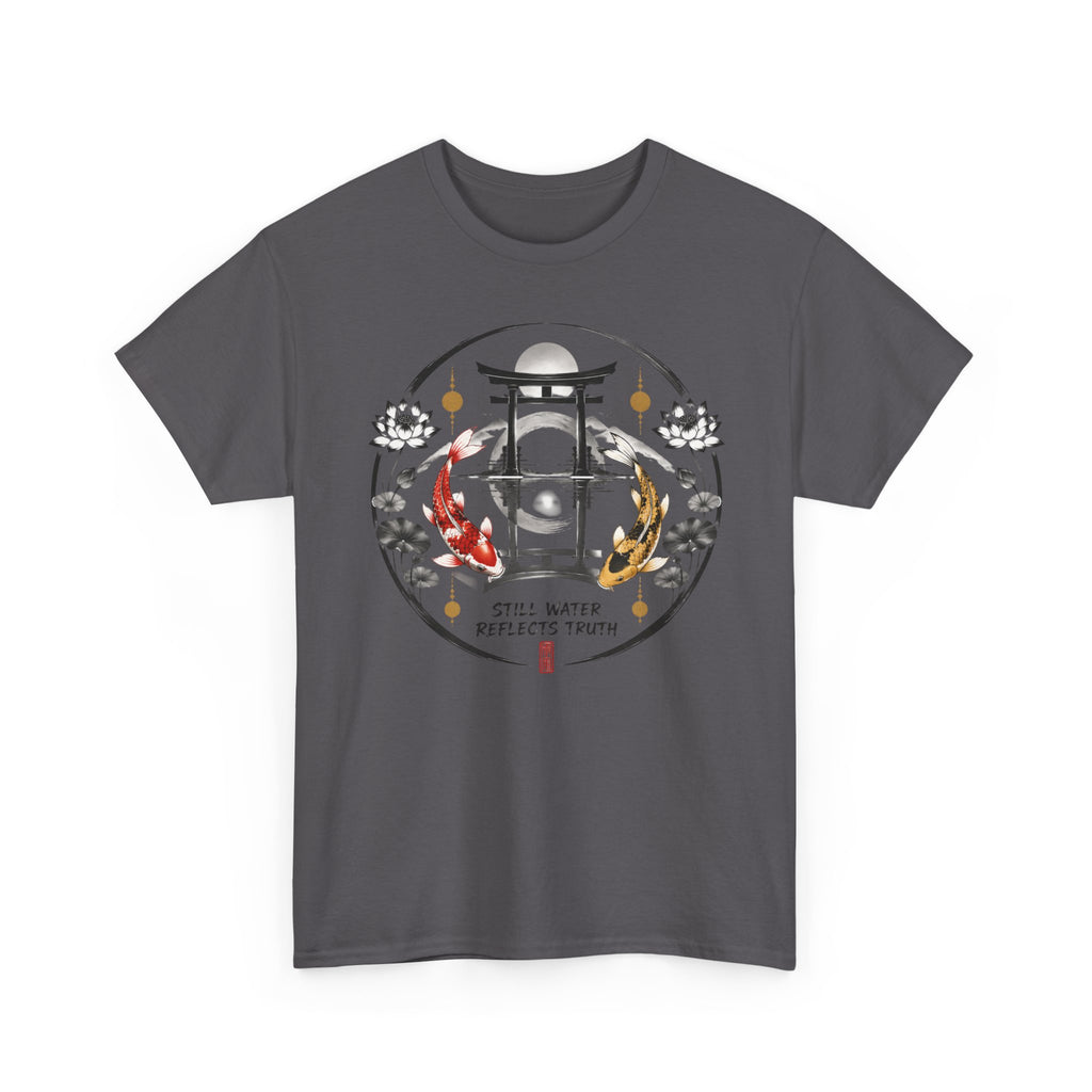 Koi Pond Tee — 'Still Water Reflects Truth' Japanese Torii Graphic T-Shirt