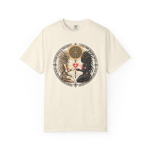 Angel & Demon Heart T-Shirt — Gothic Spiritual Love Illustration
