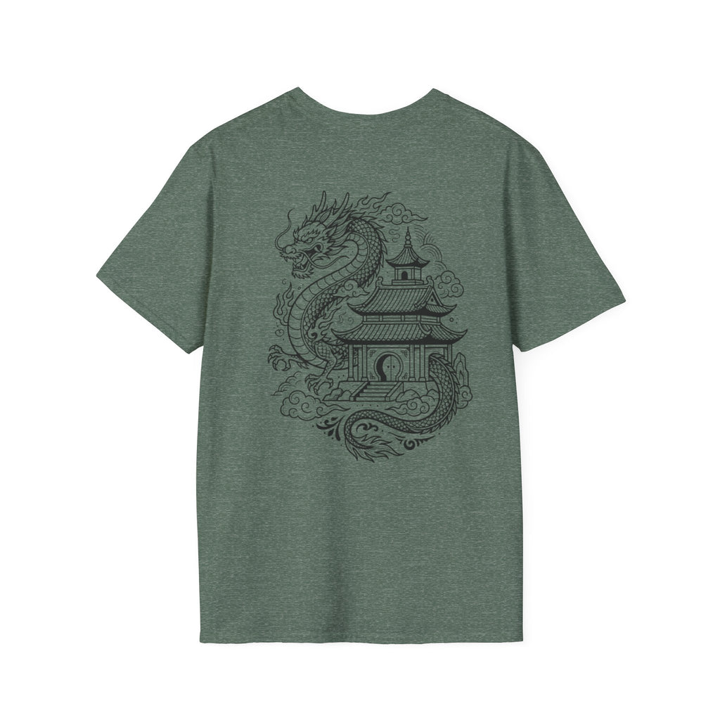 Dragon Crest Pocket T-Shirt — Small Intricate Dragon Chest Graphic